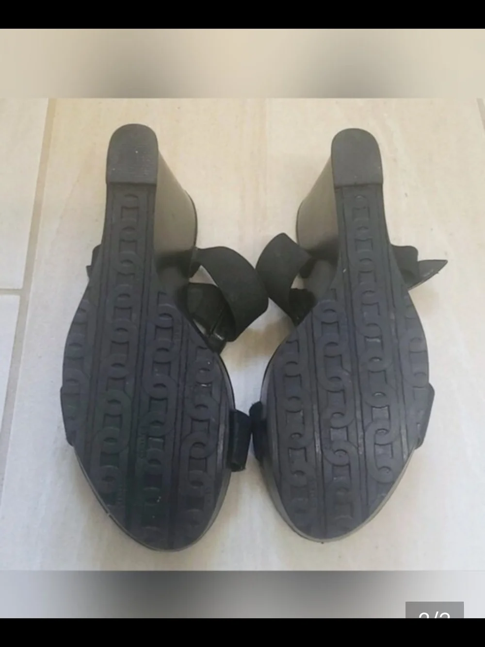 Charles By Charles David Glossy Black Wedge Sandals